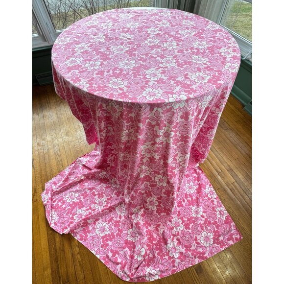 Vintage 70s flat /top sheet, pink and white flowers bedsheet, twin size bed - Picture 2 of 8